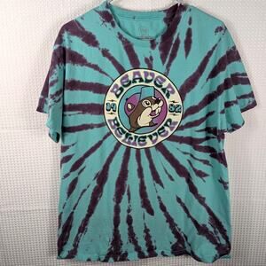 Buc-ee’s Beaver Believer Tie-Dye T-Shirt Men’s L Blue Purple 1982 Graphic Tee